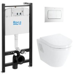 Pack Bâti-support Active + wc Vitra Integra + Abattant + Plaque blanche - Roca