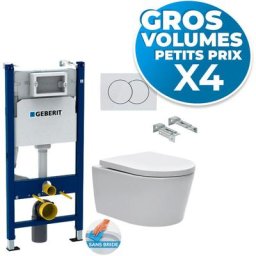 Lot de 4 Packs Bâti-support 112cm + Cuvette Swiss Aqua Technologies sans bride + Plaque blanche