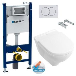 Pack wc Bâti-support Duofix + wc Cuvette à fond creux sans bride O.novo Villeroy & Boch + Abattant