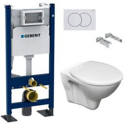 Geberit - Pack Autoportant Bâti-support Duofix + wc Cersanit S-LinePro + Plaque blanche