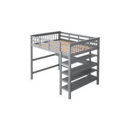 Lit mezzanine combine enfant avec rangement 140x200 pour garcon/fille avec bureau sous lit ,Gris