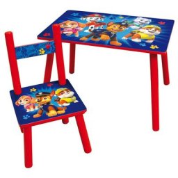 Cijep - Table rectangulaire et 1 chaise en bois pat' patrouille