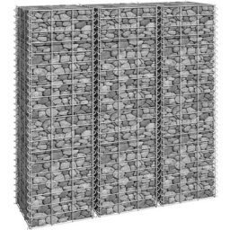 Lot de 3 Jardinières - Balconnière à fleurs Lit surélevé en gabion 30x30x100 cm Fer BV216189