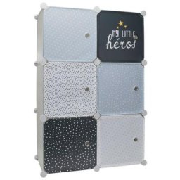 Rangement enfant armoire modulable 6 cubes garçon - Gris