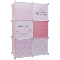 Rangement enfant armoire modulable 6 cubes fille - Rose