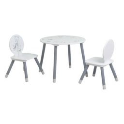 Table + 2 chaises Blanc / Gris nounours - Blanc - Blanc / Gris