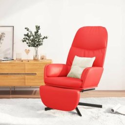 Chaise de relaxation avec tabouret Fauteuil relax - Rouge Similicuir Bonnevie 77470