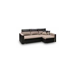 Petit canapé d'angle convertibles 3 place tissu et simili cuir berlin (Marron, Canapé d'angle droit)