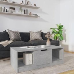 Table basse Contemporain - Bout de canapé Table Café - Gris béton 102x50x36 cm Bois d'ingénierie
