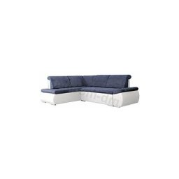 Canapé d'angle convertibles 3 places tissu + simili cuir bonita (Bleu + Blanc, Canapé d'angle