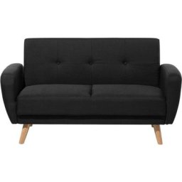 Beliani - Canapé Convertible 2 Places en Tissu Noir pour Salon au Style Scandinave Confortable et