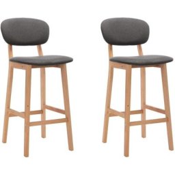 Tabourets de bar 2 pcs,Gris foncé Tissu,45 x 47 x 92 cm,Avec repose-pied intégré