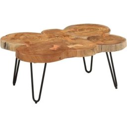 Table basse Table de salon Bout de canapé 36 cm 6 troncs bois d'acacia massif 57725 - Brun