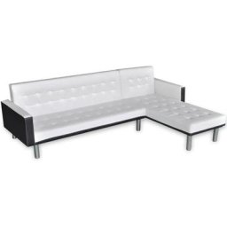 Canapé-lit Convertible Canapé d'angle, Clic-Clac, Meuble de Salon, Cuir synthétique Blanc OIB6814E