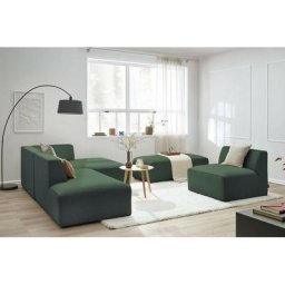 Canapé modulable Bobochic Canapé d'angle fixe modulable megeve tissu lisse avec 1 chauffeuse et 1