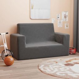 Kalisse - Canapé Relax Salon - Moderne Canapé pour enfants à 2 places Anthracite Peluche