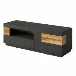 Meuble tv 160cm collection kiles. Coloris gris anthracite et chêne. Style design. - Gris