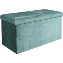 Banc coffre de rangement velours côtelé Giullia - Bleu cadet