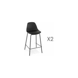 Lot de 2 tabourets de bar H65 cm noir - adrya