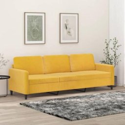 Canapé à 3 places Canapé relax - Canapé de salon Jaune 210 cm Velours BV996722 - BonneVie