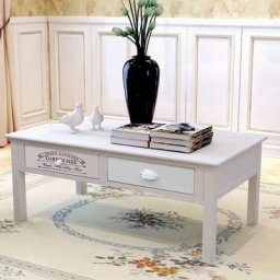 Table basse Contemporain - Bout de canapé Table Café - en style français Bois Chic-726005 - Blanc