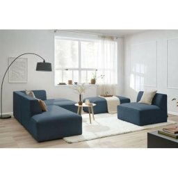 Canapé modulable Bobochic Canapé d'angle fixe modulable megeve tissu lisse avec 1 chauffeuse et 1