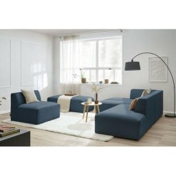 Canapé modulable Bobochic Canapé d'angle fixe modulable megeve tissu lisse avec 1 chauffeuse et 1