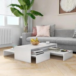 Ensemble de Tables basse, Tables basses Contemporain - Bouts de canapé Tables Café - gigognes Blanc