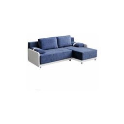 Petit canapé d'angle Convertibles 3 Place Tissu + Simili Cuir Indiana (Bleu, Canapé d'angle Droit)