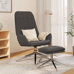 Chaise de relaxation Fauteuil relax - et repose-pied Gris foncé Tissu microfibre BonneVie-81858