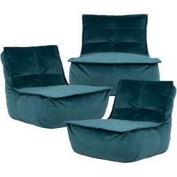 Pouf Modulable en Velours Dolce, Lot de 3, Pouf Fauteuil de Salon xxl, Vert Sarcelle - Vert