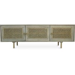Vintage Style - Meuble tv Vintage en bois de chêne et rotin - Opa Bois naturel - Métal, Canne,