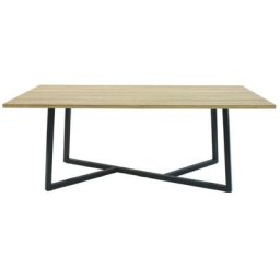 Table basse plateau bois piètement métal Hamilton - Naturel clair - Naturel et noir