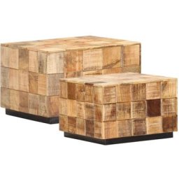 Vidaxl - Tables basses 2 pcs avec design de blocs Bois de manguier brut Brun