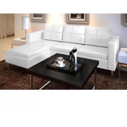 Hommoo - Canape sectionnel a 3 places Cuir synthetique Blanc HDV08988