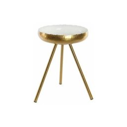Table d'appoint Thyann Doré Aluminium Blanc Laqué (43 x 43 x 61 cm)