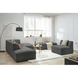 Canapé modulable Bobochic Canapé d'angle fixe modulable megeve tissu lisse avec 1 chauffeuse et 1