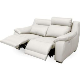 Canapé 2 places avec 2 relax en 100% tout cuir épais luxe italien - 2 relax électriques, blanc