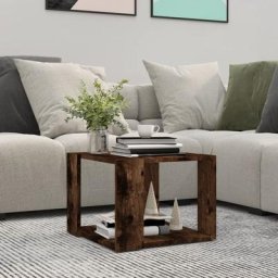 Table basse Contemporain - Bout de canapé Table Café - Chêne fumé 40x40x30 cm Bois d'ingénierie