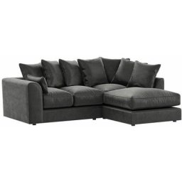 Canapé d'angle droit Dillon Velvet in Anglais Style - gris foncé - Kronos 34 - gris foncé - Kronos