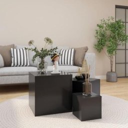 Lot de 3 Tables d'appoint et bout de canapé - Tables Café Gris Aggloméré BV341516 Bonnevie