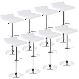 Skecten - Tabourets de Bar Lot de 8 Pivotante avec Repose-Pieds, Chaise Haute Bar Moderne en Cuir