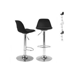 Lot de 2 Tabourets de Bar, Tabouret de Bar en Cuir Synthétique Réglable en Hauteur, Tabourets de
