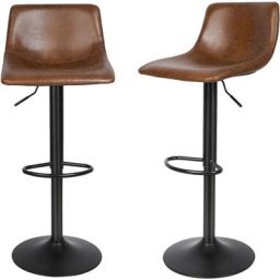Aqrau - Lot de 2 Tabourets de Bar Marron Vintage, Chaise Haute de Cuisine Design Industriel,