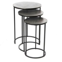 Amadeus - Set de 3 Bout de canapé rond silv en fonte d'aluminium - Multicolore