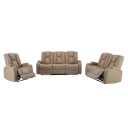 Ensemble canapé relax électrique 3+2+1 places en tissu microfibre beige el clarence - beige