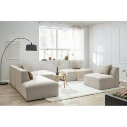 Canapé modulable Bobochic Canapé d'angle fixe modulable megeve tissu lisse avec 1 chauffeuse et 1