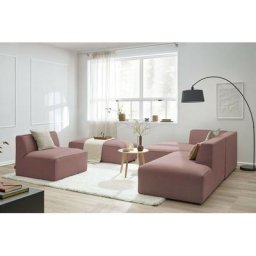 Canapé modulable Bobochic Canapé d'angle fixe modulable megeve tissu lisse avec 1 chauffeuse et 1