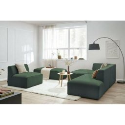 Canapé modulable BOBOCHIC - Canapé d'angle fixe modulable MEGEVE tissu lisse avec 1 chauffeuse et 1