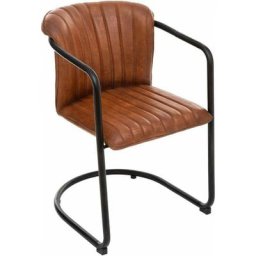 Fauteuil en cuir avec accoudoirs - Marron - l 52 x h 77,5 cm - Livraison gratuite - Marron